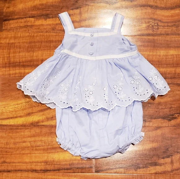 Janie and Jack NWT 12-18 months periwinkle floral eyelet two-piece set - Picture 2 of 8